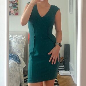Emerald green midi dress with metal zipper